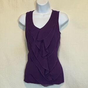 H-91 Loft Purple Ruffle Sleeveless‎ Pullover Summer Blouse Size XXSP